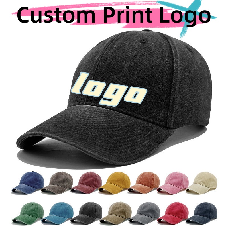 Hat Snapback Cap - Customized Printed Logo Vintage Distressed Washed