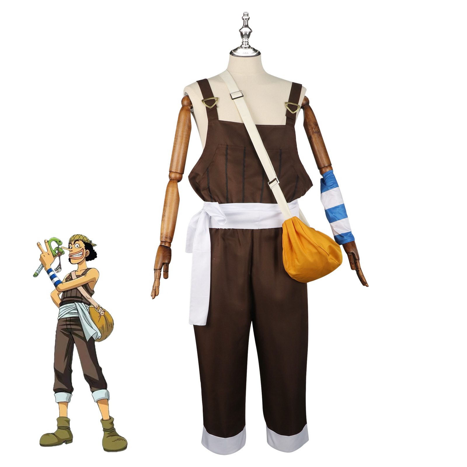 Men Accessories Korea - Anime UUsopp Cosplay Costume Brown Rompers