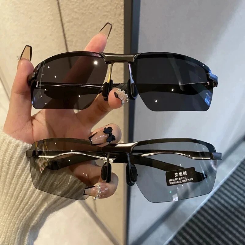 Sunglasses Polarized Men - Photochromic Half Frame Sunglasses Men Driving