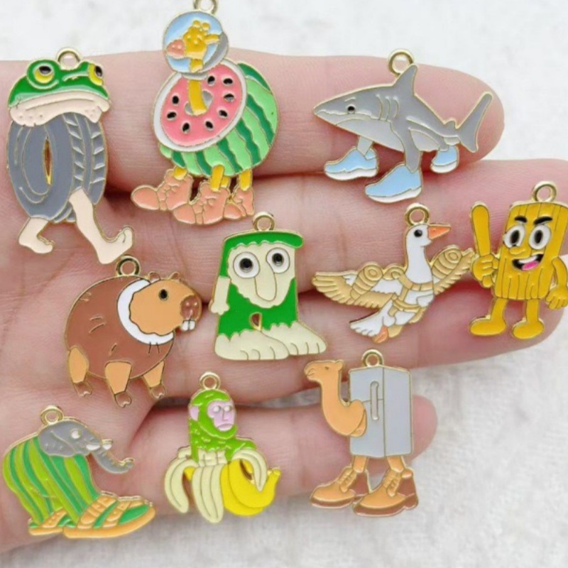 Men Accessories Pendant - 10pcs Creative Alloy Drip Oil Jewelry,
