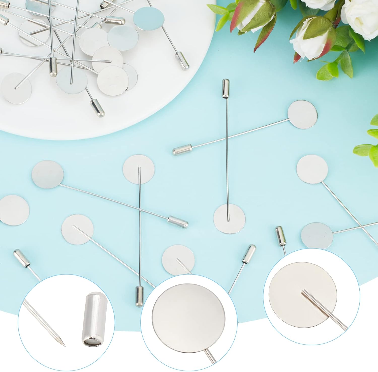 1 Box 60Pcs Round Tray Lapel P - Men'S Accessories Tray ulasan dan harga