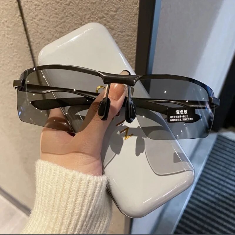 Photochromic Half Frame Sungla - Sunglasses Polarized Men ulasan dan harga