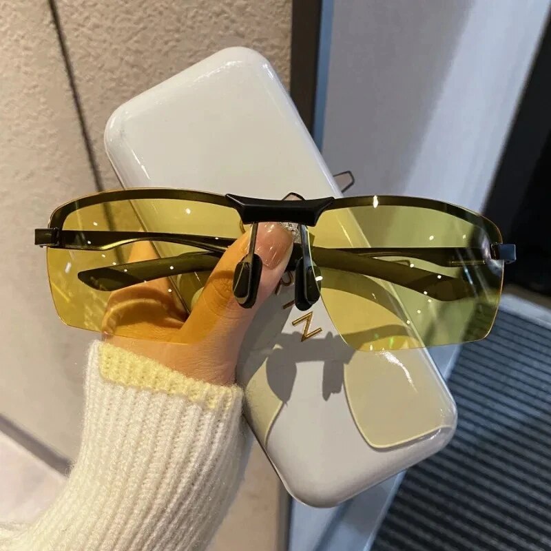 Photochromic Half Frame Sungla - Sunglasses Polarized Men ulasan dan harga