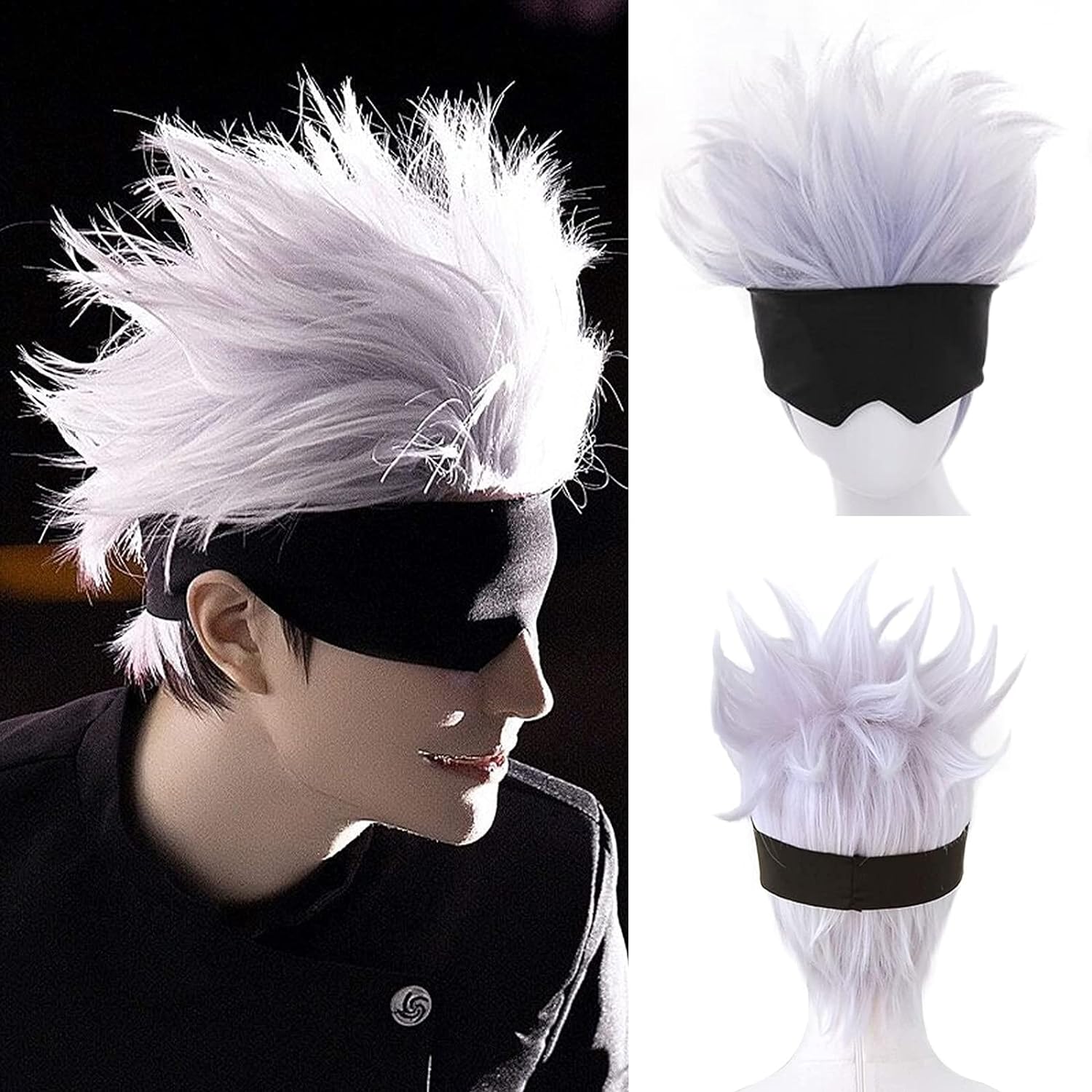 Black Blindfold + Short Wavy C - Men Accessories Silver ulasan dan harga