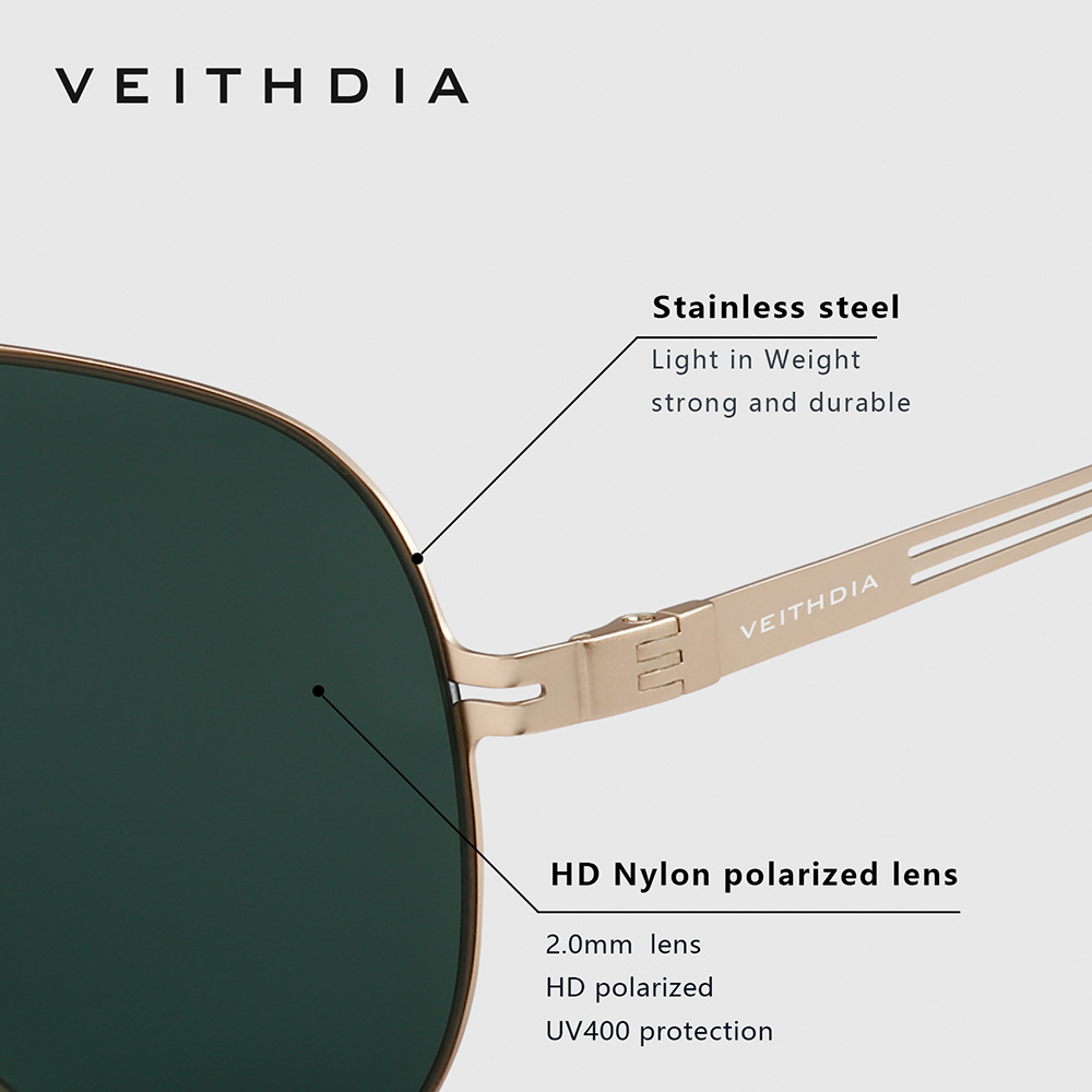 VEITHDIA Fashion Nylon Pilot S - Sunglasses Polarized Men ulasan dan harga