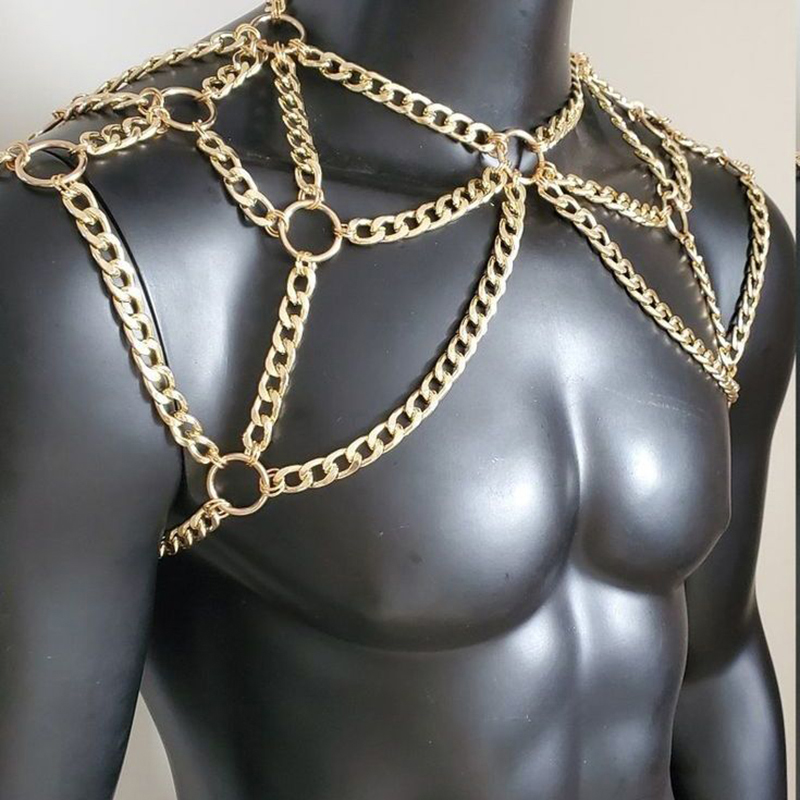 Punk Men Shoulder Body Chain B - Men Accessories Silver ulasan dan harga