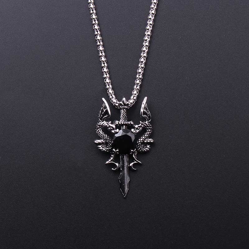 Double Dragon Black Gem Cross  - Men Accessories Pendant ulasan dan harga