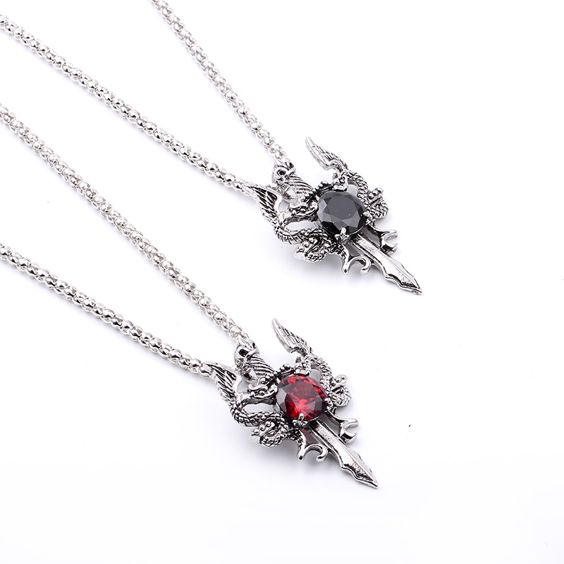 Double Dragon Black Gem Cross  - Men Accessories Pendant ulasan dan harga