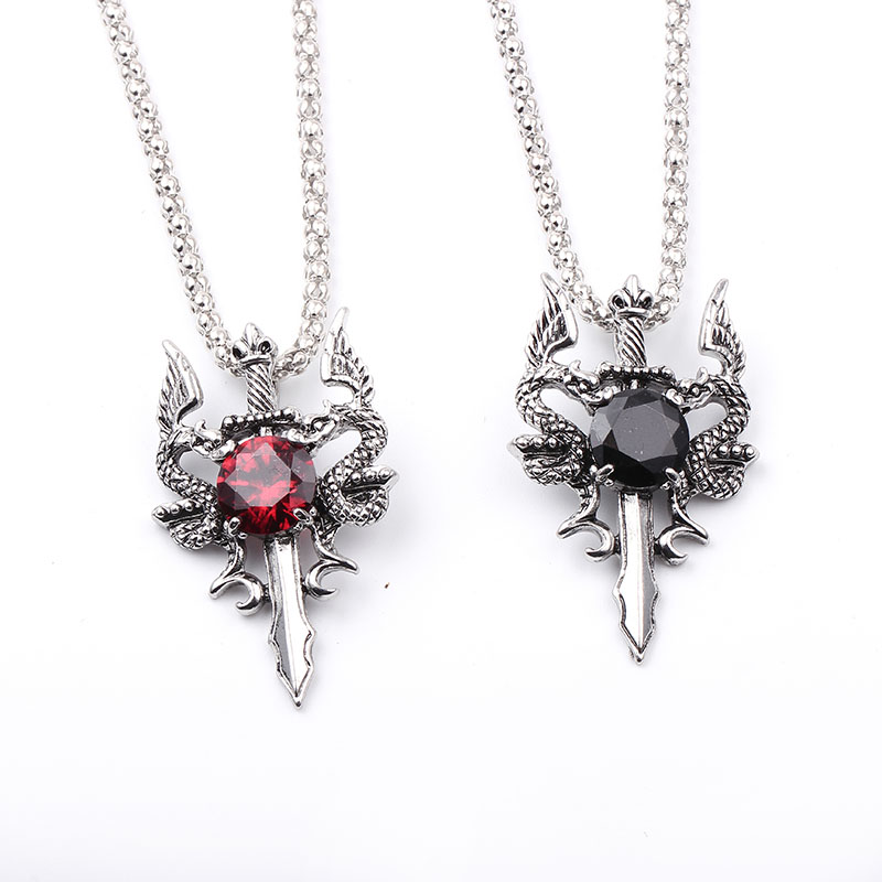 Double Dragon Black Gem Cross  - Men Accessories Pendant ulasan dan harga