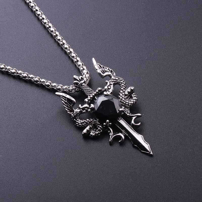 Double Dragon Black Gem Cross  - Men Accessories Pendant ulasan dan harga